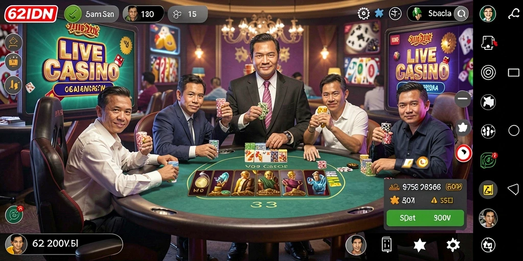 Tampilan gameplay Live Casino yang mendebarkan di 62IDN.