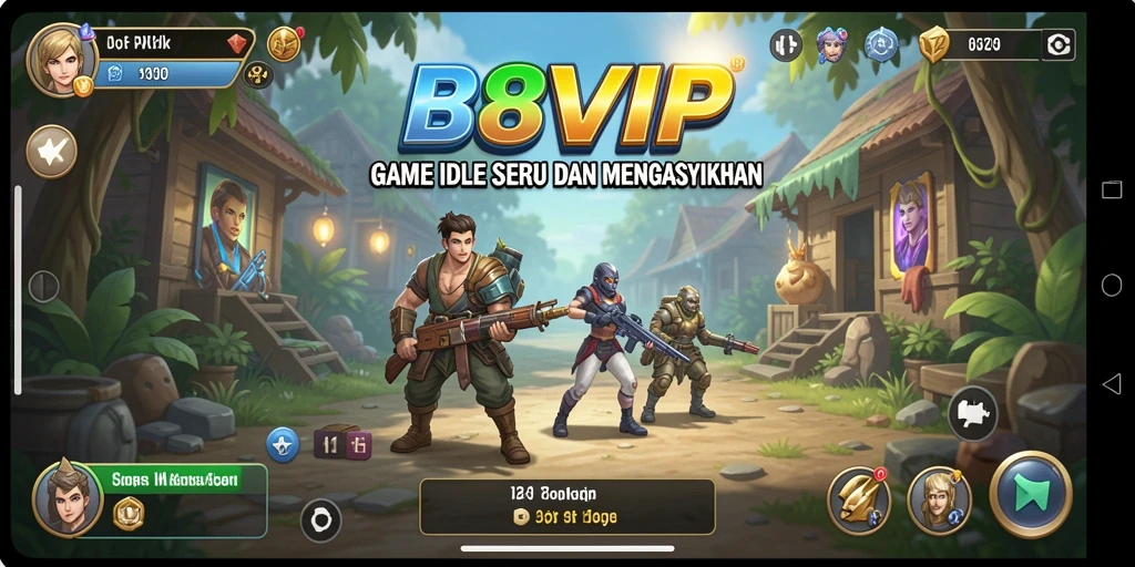 Tampilan gameplay B8VIP dengan karakter yang aktif menghasilkan keuntungan.