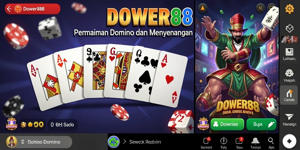 Screenshot gameplay DOWER88 menampilkan keseruan bermain Domino secara online.