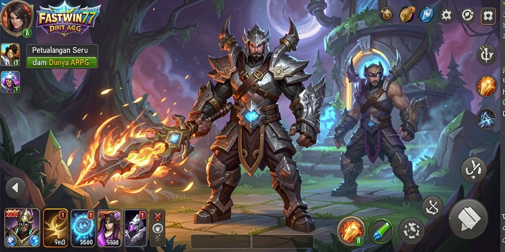 Screenshot gameplay FASTWIN77 yang menunjukkan pertarungan seru dan eksplorasi dunia.