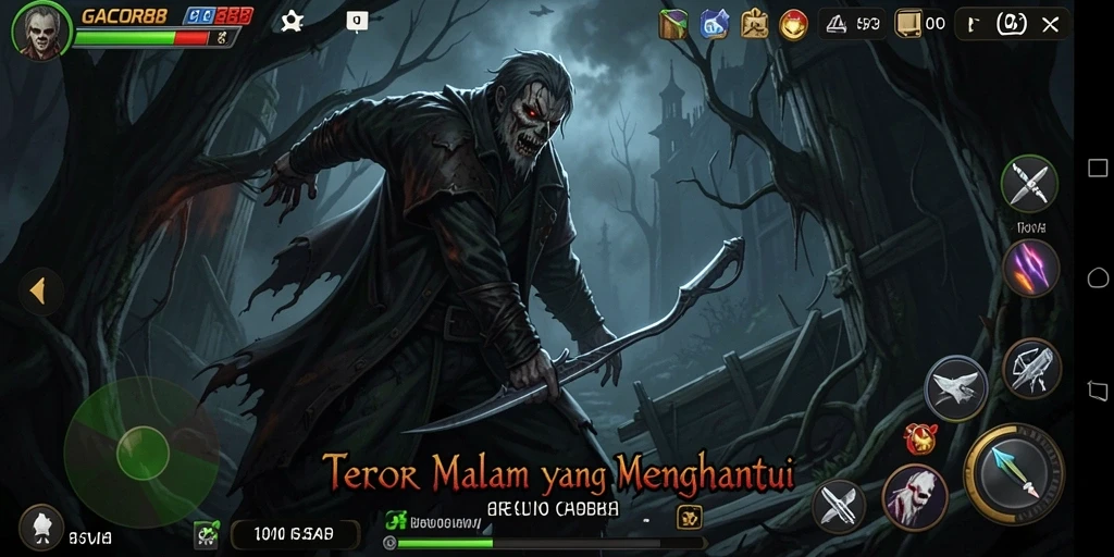 Screenshot GACOR88 menampilkan suasana mencekam gameplay horor.