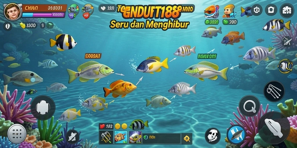 Tampilan gameplay seru di GENDUT188 saat menangkap ikan.