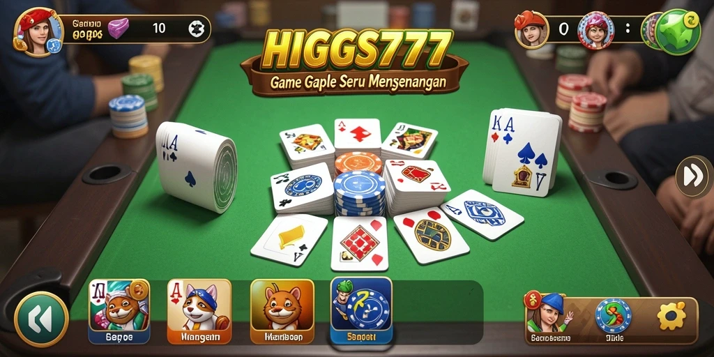 Screenshot gameplay HIGGS777 yang menunjukkan keseruan Gaple.