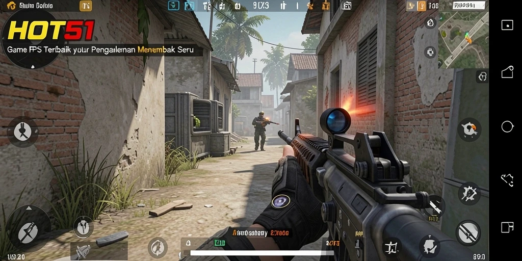 Screenshot HOT51 memperlihatkan pertempuran intens dalam gameplay FPS.