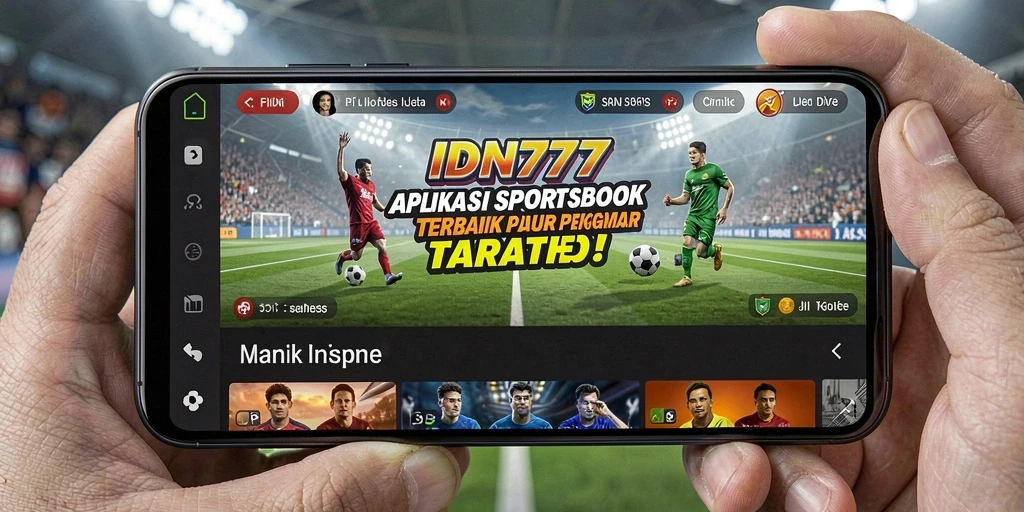 Screenshot utama IDN777 menampilkan tampilan antarmuka Sportsbook yang menarik.