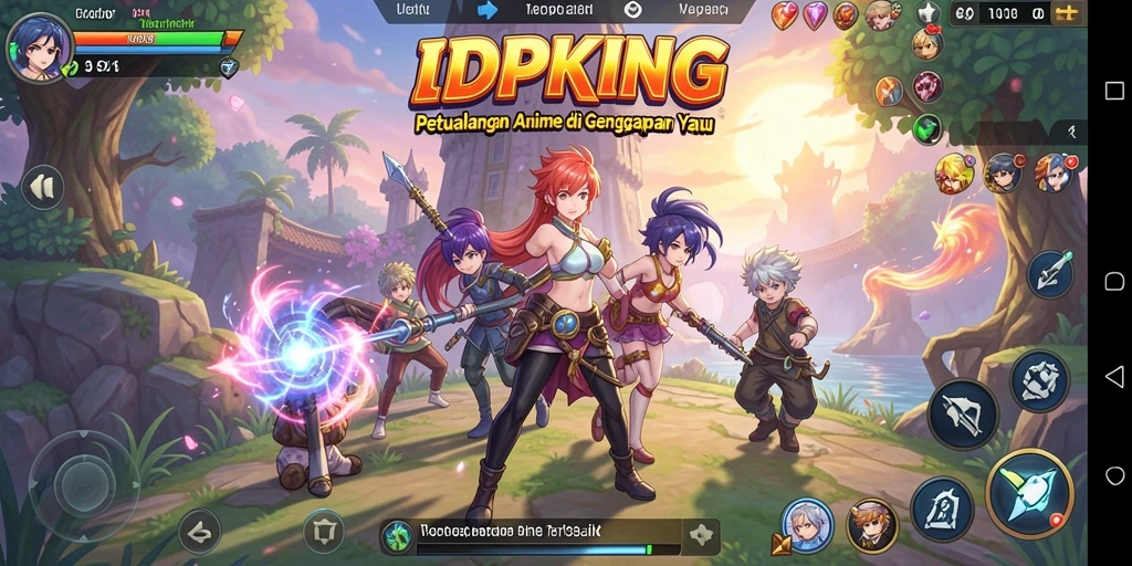 Tangkapan layar utama IDPKING menampilkan aksi seru dalam dunia Anime.