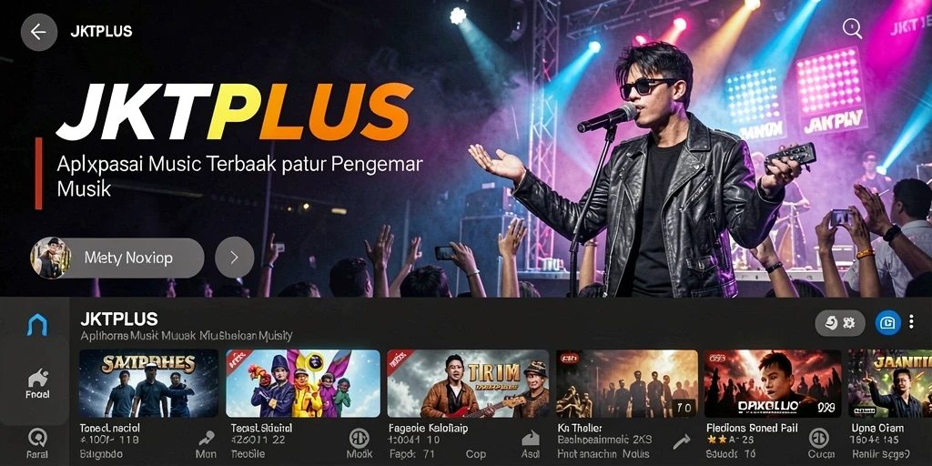 Tampilan gameplay interaktif JKTPLUS yang menunjukkan pengalaman musik seru.