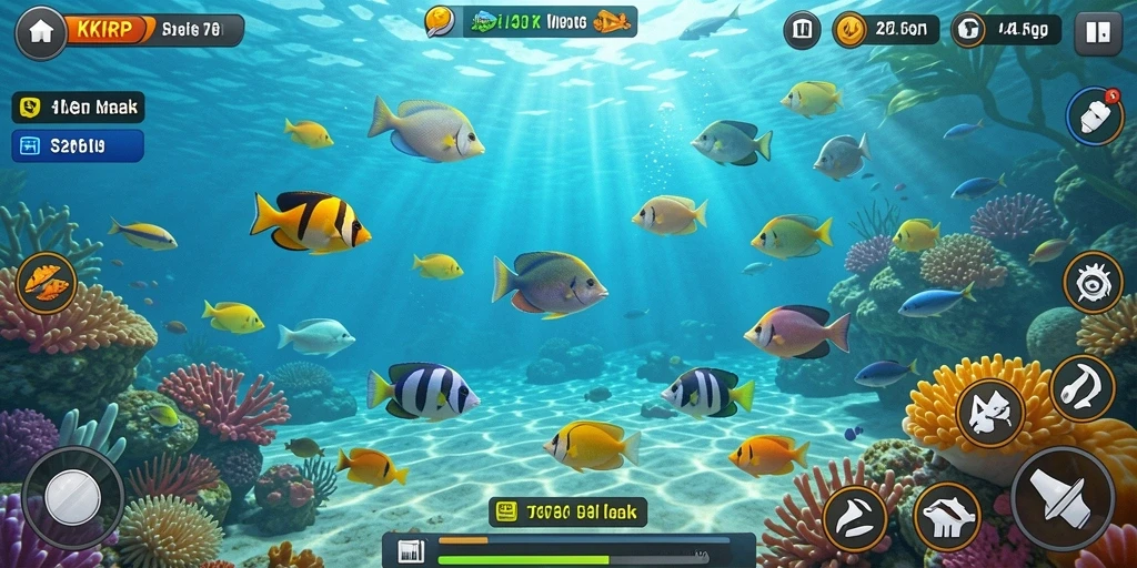 Tampilan gameplay KKRP dengan aksi tembak ikan yang seru.