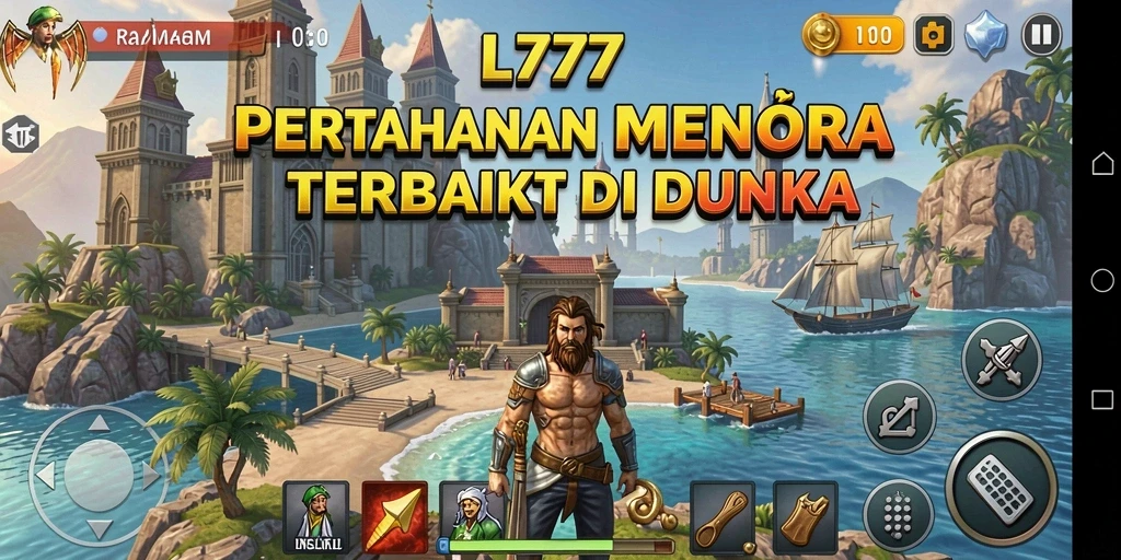 Tangkapan layar gameplay L777 yang menampilkan pertempuran Tower Defense yang intens.
