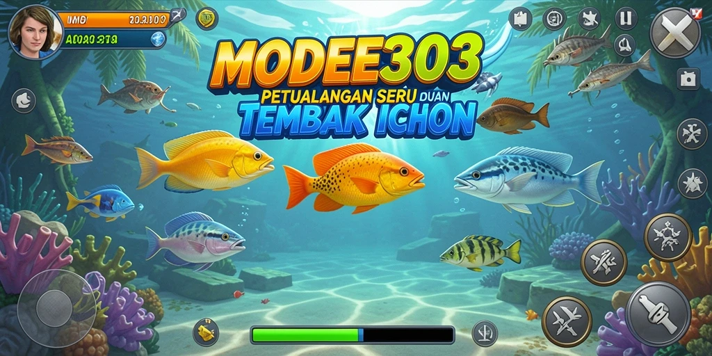 Gameplay seru di MODE303, menembak ikan dengan grafis yang menawan.