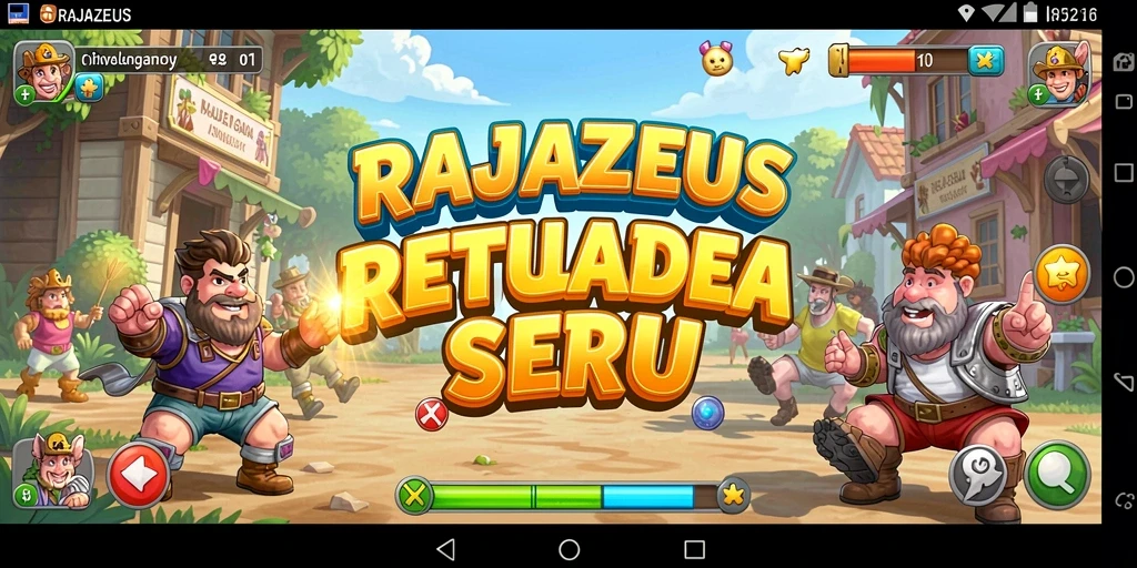 Tampilan layar gameplay <strong>RAJAZEUS</strong> yang menegangkan dan penuh aksi.