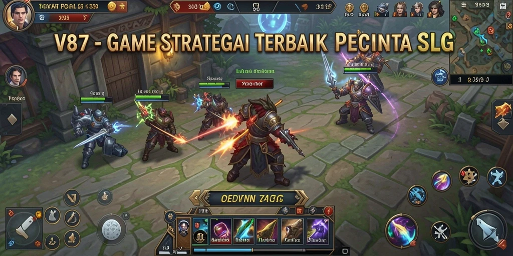 Tangkapan layar V87 menampilkan aksi strategis yang seru.