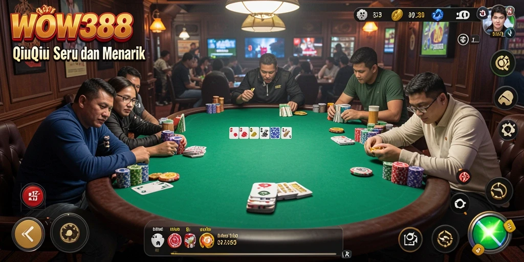 Screenshot gameplay WOW388 menampilkan momen seru bermain QiuQiu.