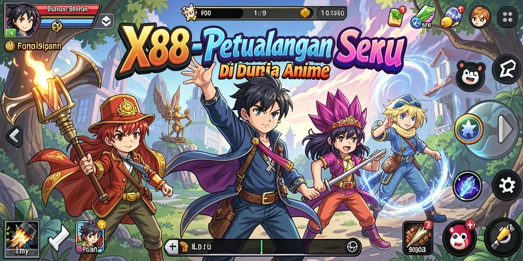 Screenshot gameplay X88 menampilkan karakter anime dalam pertarungan seru.